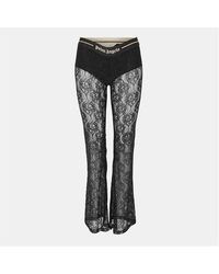 Palm Angels - Lace Logo High-Rise Flared Trousers - Lyst