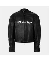 Balenciaga - Bal Lam Leather Biker Jacket - Lyst