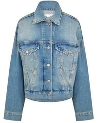 GOOD AMERICAN - Cropped Tracker Denim Jacket - Lyst