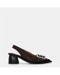 Ganni - Slingback Block Heel Block Court Shoes - Lyst