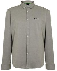 BOSS - Motion Long Sleeve Buttoned Shirt With Logo Detail - Lyst
