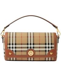 Burberry - Check Cotton Top Handle Note Bag - Lyst