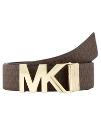 MICHAEL Michael Kors - Michael Kors Reversible Mk Logo And Leather Waist Belt - Lyst