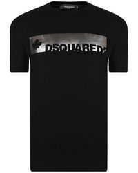 DSquared² Metallic Logo T Shirt - Black