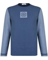 Stone Island Chalk Logo Sweatshirt - Blue