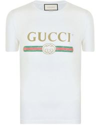 Gucci Distressed Fake Logo T Shirt - White