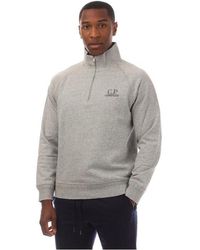 C.P. Company - Diagonal Raised Fleece Half Zip Logo Sweatshirt - Lyst