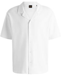 BOSS - Embroidered Waffle Bowling Shirt - Lyst