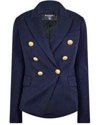Balmain - Double Breasted Wool Long Sleeve-Tone Button Blazer - Lyst