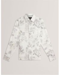 Ted Baker - Leaf Print Long-Sleeve Patterned Shirt - Lyst