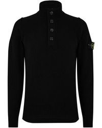 Stone Island - Half Zip Sweater With Buttons - Lyst