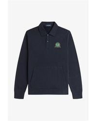 Fred Perry - Badge Collar Ribbed Crew Sweatshirt - Lyst