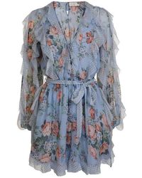 Zimmermann Bowie Floral Playsuit - Blue