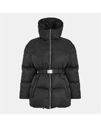 Prada - Re-Nylon Belted Hooded Short Puffer Jacket - Lyst