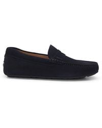 BOSS - Suede Loafers With Deed Logo Detail - Lyst