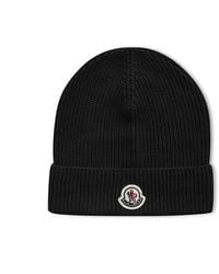 Moncler - Brand Patch Ribbed Knit Beanie - Lyst