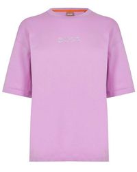 BOSS - Shiny Logo T-Shirt With Centre Logo - Lyst