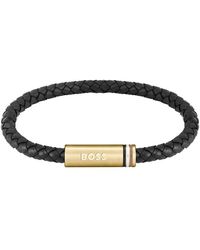 BOSS - Ares Single Magnetic Closure Single-Wrap Leather Bracelet - Lyst