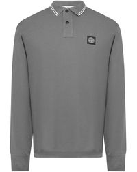 Stone Island - Long Sleeve Patch Polo Shirt - Lyst
