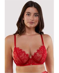 Wolf & Whistle - Natalia Eyelash Lace Plunge Bra - Lyst