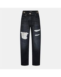 Versace - Structured Denim Wide Leg Jeans - Lyst