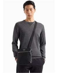 Emporio Armani - Regenerated Saffiano Leather Flat Shoulder Bag - Lyst