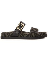 Fendi - Feel Double Strap Flat Sandals - Lyst