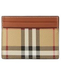 Burberry - Sandon Check And Leather Card Case - Lyst