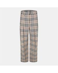 Burberry - Check High Waisted Wide Leg Trousers - Lyst