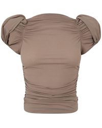 Magda Butrym - Puff Sleeve Ruched Slim Fit T-Shirt - Lyst