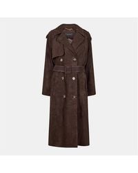 Donna Karan - Suede Trench Coat - Lyst