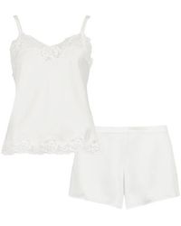 Ralph Lauren - Satin Lace-Trim Pyjama Set - Lyst