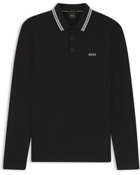 BOSS - Plisy Long Sleeve Polo Shirt With Logo Detail - Lyst