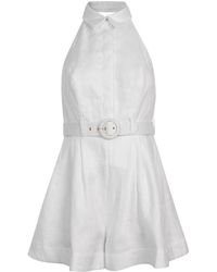 Zimmermann Halter Neck Playsuit - White