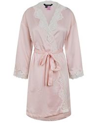 Ralph Lauren - Lace-Trimmed Satin Dressing Gown - Lyst