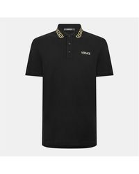 Versace - Greca Short Sleeve Polo Shirt - Lyst