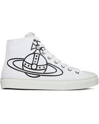 Vivienne Westwood - Thin Orb Motif Cotton High Top Trainers - Lyst
