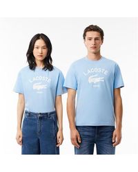 Lacoste - Signature Print Cotton T-Shirt - Lyst