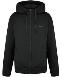 BOSS - saggy Curved Zip Hoodie - Lyst