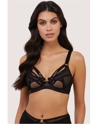 Playful Promises - Holl& Strappy Fishnet + Mesh Plunge Bra - Lyst