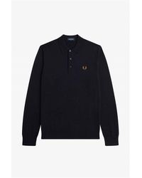 Fred Perry - Knitted Long Sleeve Polo Shirt - Lyst