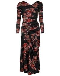 Ganni - Printed Jersey Long Maxi Dress - Lyst