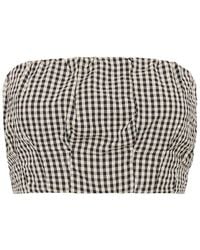 Posse - Mira Strapless Cropped Gingham Bandeau Top - Lyst