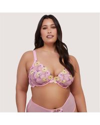 Playful Promises - Luna Pastel Embroidery Picot Elastic Plunge Bra - Lyst
