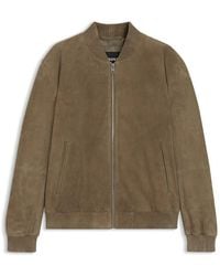 BOSS - Suede Long Sleeve Leather Jacket - Lyst