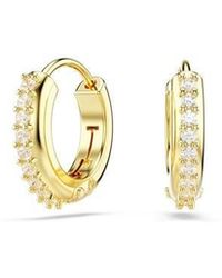 Swarovski - Matrix Hoop Earrings, Round Cut, Rhodium Plated - Lyst
