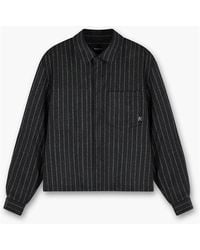 Represent - Cropped Wool Long Sleeve Oversized Fit Overshirt - Lyst