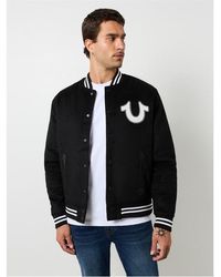 TRUE RELIGION - Wool Horseshoe Long Sleeve Varsity Jacket - Lyst