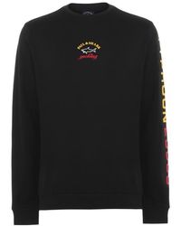 Paul & Shark Back And Arm Tricolour Logo Sweat - Black