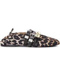 Ganni - Tropical Flocked Printed Ballet Pumps - Lyst